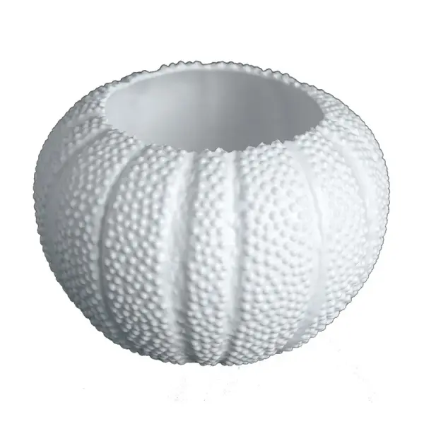 Bougeoir porcelaine blanche en forme d'oursin pour bougies type chauffe plat