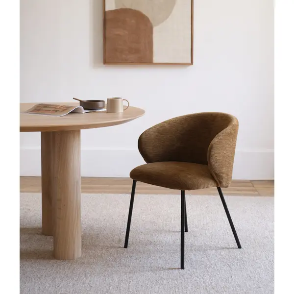 Chaise enveloppante velours marron – Lot de 2