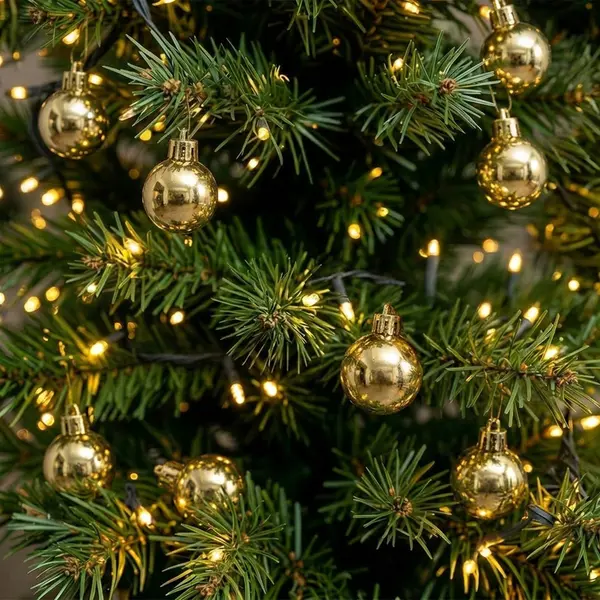 Boules de Noël Ø 2,5 cm Or Clair Brillant sur fil